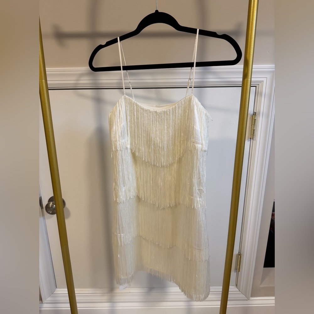 NWT Abercrombie & Fitch White Fringe Mini Dress
